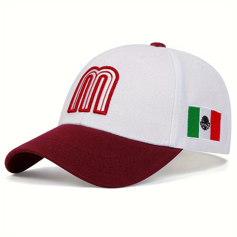 Fashion M Letter Mexico Flag Embroidery Baseball Cap Cotton snapback Hats Adjustable Hip Hop Sport Hats Outdoor Sun hats