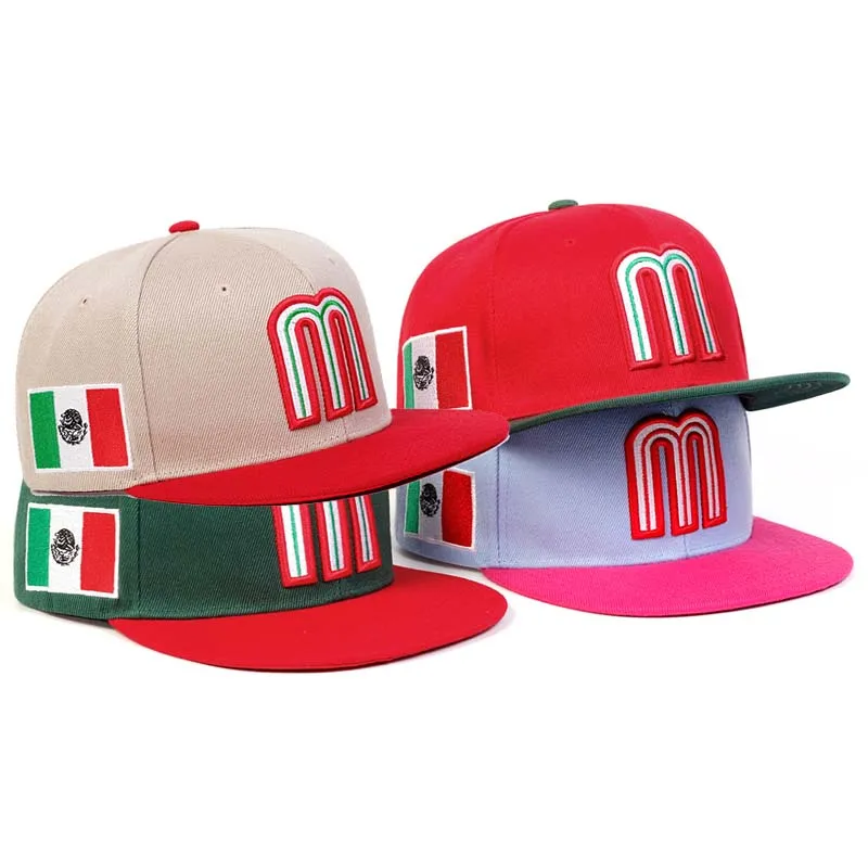 Fashion M Letter Mexico Flag Embroidery Baseball Cap Cotton snapback Hats Adjustable Hip Hop Sport Hats Outdoor Sun hats