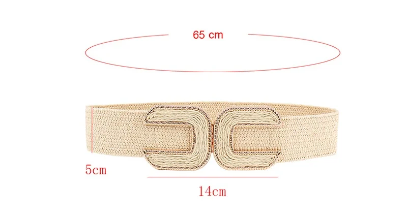 Fashion Stretch Alloy Buckle PP Grass Braided Belt All-match Elastic Waist Seal Multicolor Decorative Dress Belt for Women