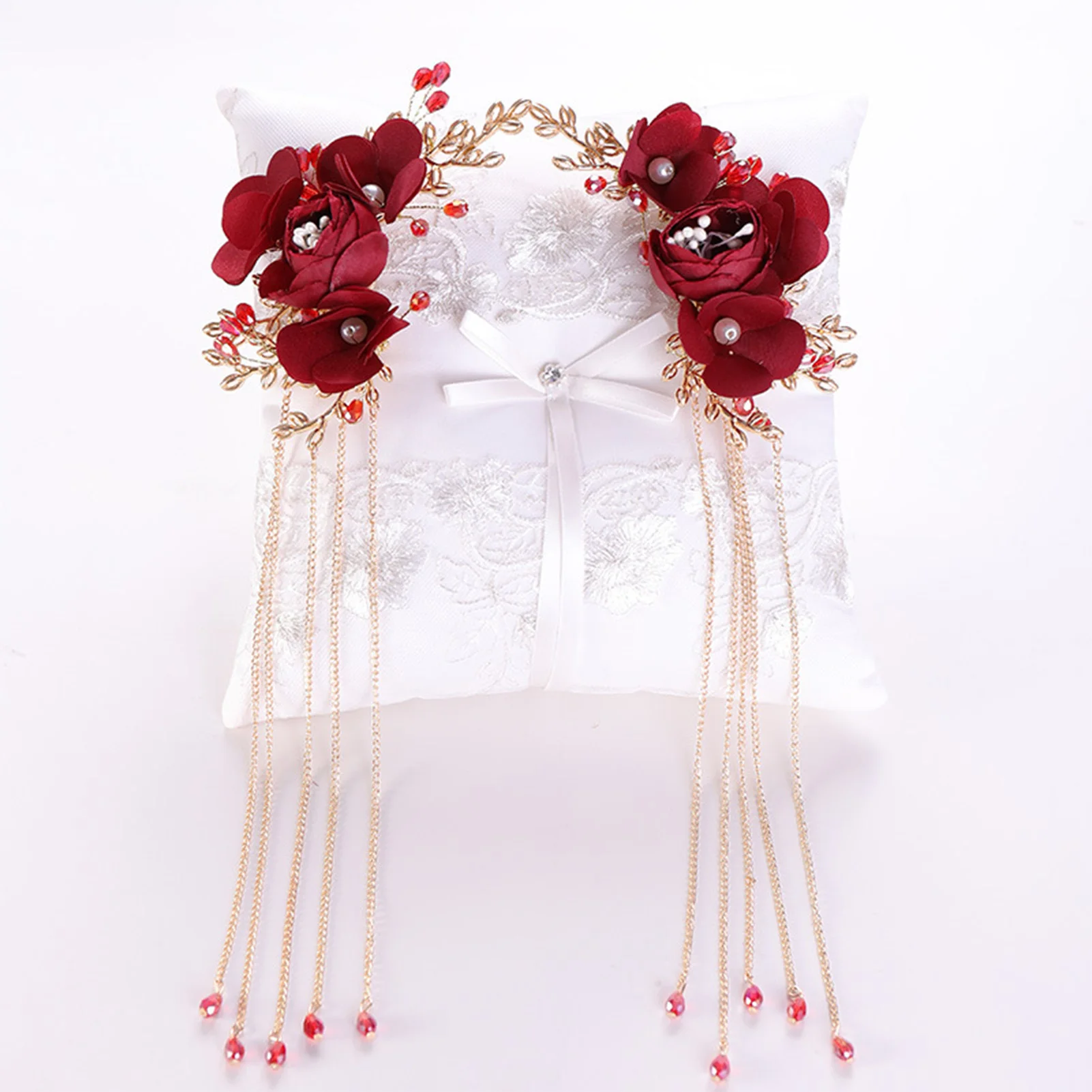 Elegant Vintage Hair Clips Red Silk Flower Duckbill Clips Chinese Style Flower Hairpin Wedding Hair Accessories Ancient Headwear