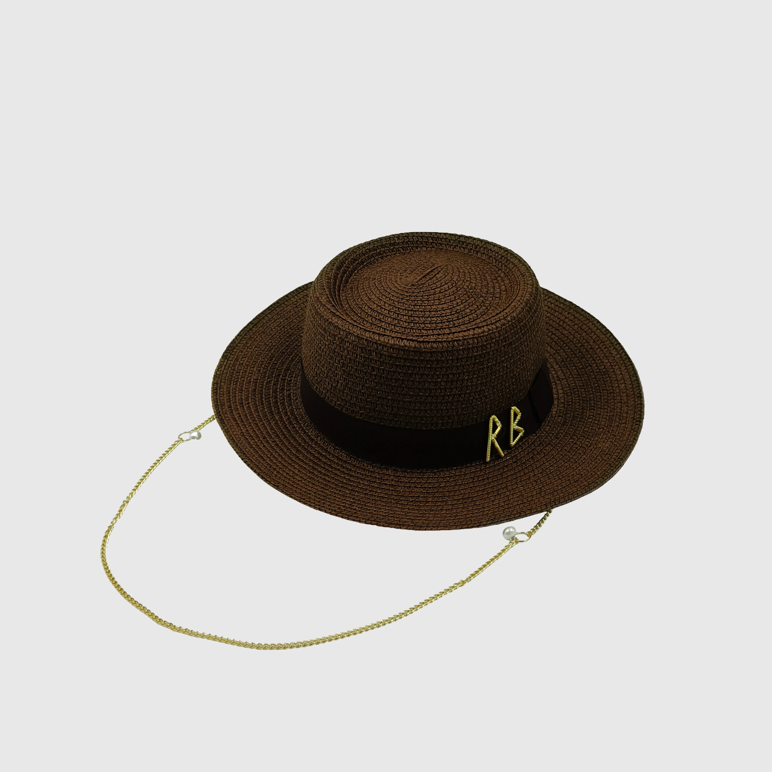 Designer French Elegant Women's Summer RB Letter Straw Hat Wide Brim Breathable Sun Protect Fashionable Beach Vacation Sun Hat