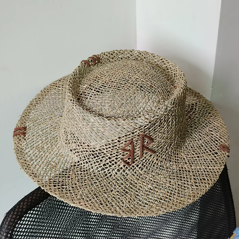 Designer French Elegant Women's Summer RB Letter Straw Hat Wide Brim Breathable Sun Protect Fashionable Beach Vacation Sun Hat