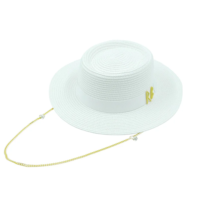 Designer French Elegant Women's Summer RB Letter Straw Hat Wide Brim Breathable Sun Protect Fashionable Beach Vacation Sun Hat