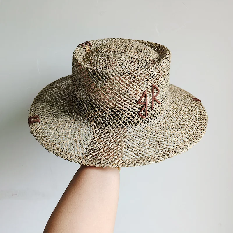 Designer French Elegant Women's Summer RB Letter Straw Hat Wide Brim Breathable Sun Protect Fashionable Beach Vacation Sun Hat