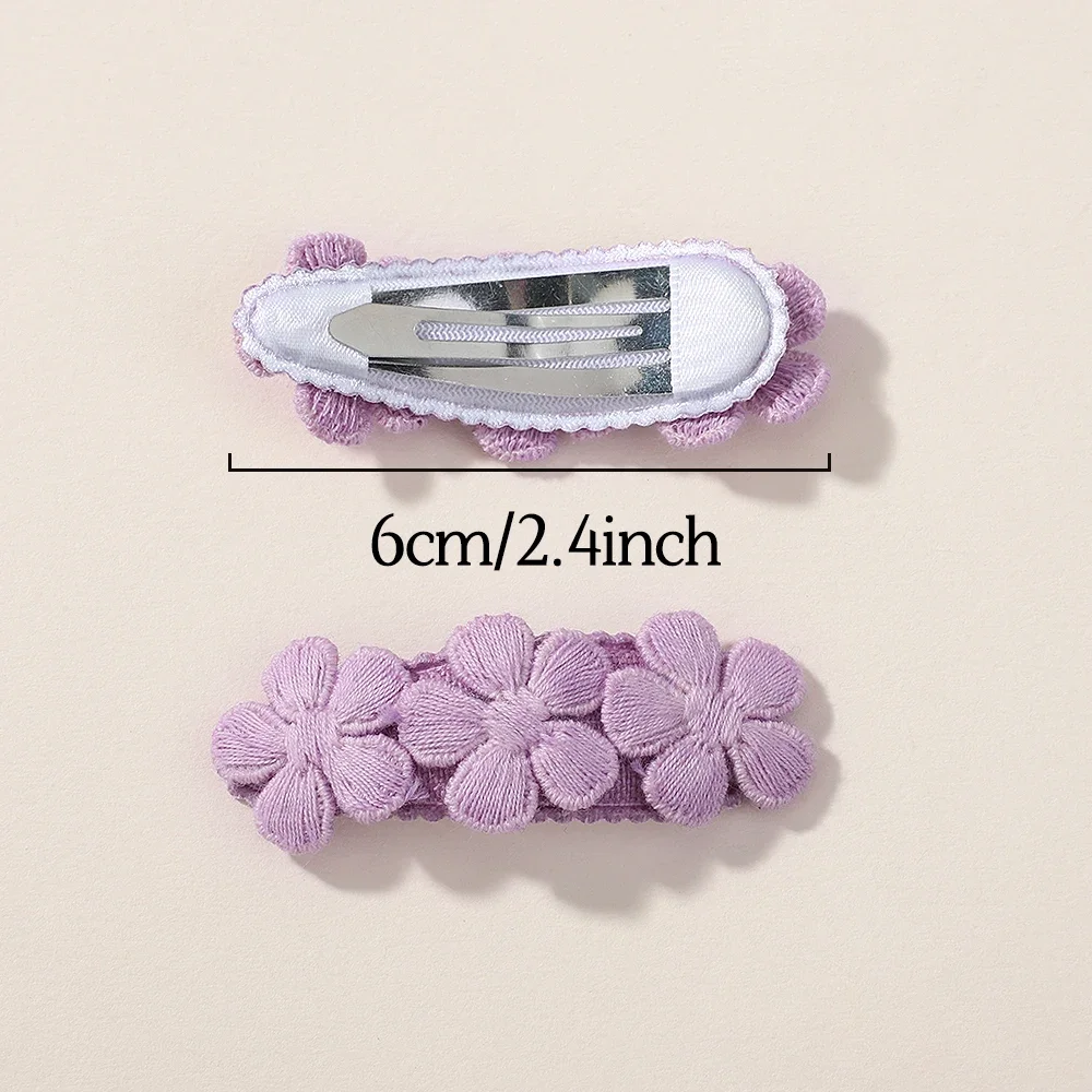 2pcs Floral Embroidery Hairpins Children Geometric Sweet Hair Clips Girls Vintage Baby Hairpins BB Barrettes Hair Accessories