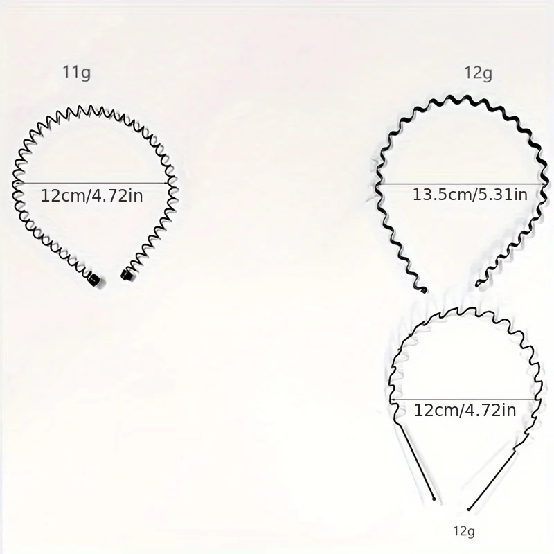 9pcs Men's Invisible Anti-Slip Sports Hair Hoops - Simple Black Wave Design. Unisex Wash Face Headbands with Non-Slip Grip
