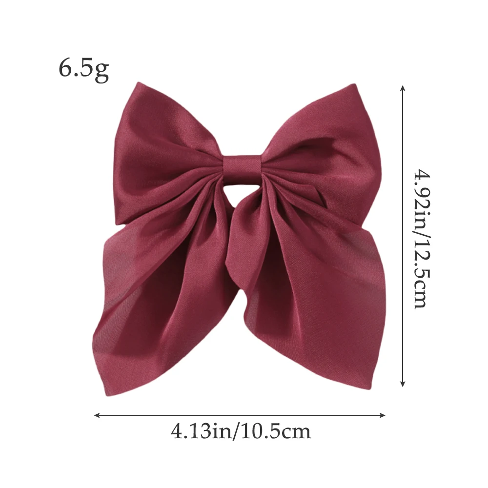 LOVEKIKI 4.9inch Elegant Hair Bows Hair Clip for Womens Fashion Ponytail Hairgripes Girls Solid Color Satin Butterfly Barrettes