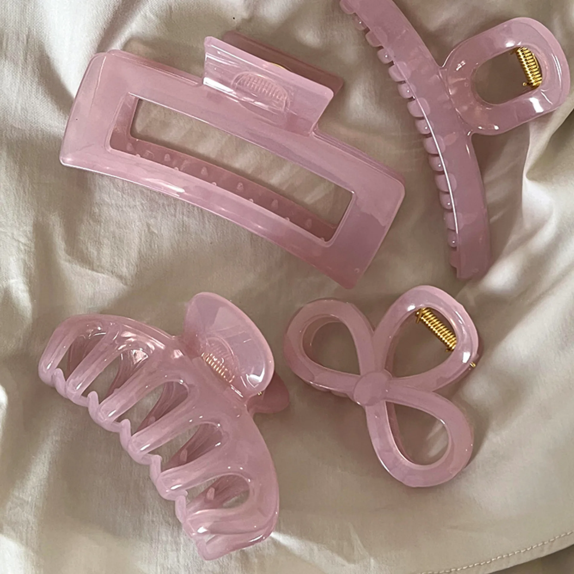 Girl's Jelly Pink Hair Clip 2025 New High end Shark Clip Large Catclip Women's High end Hairpiece Fashion Pink Hair Clip