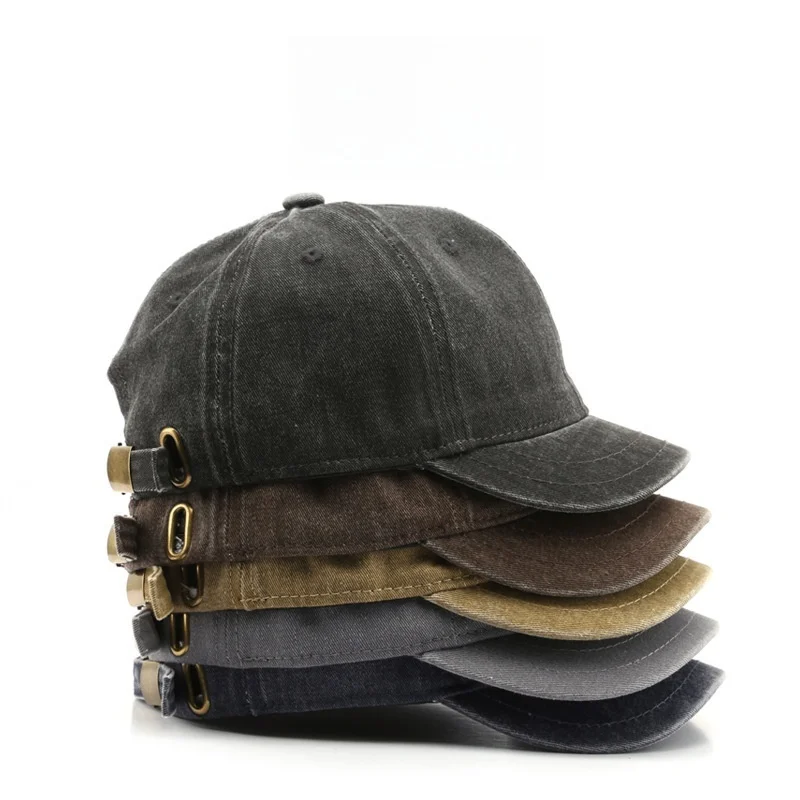 New Retro Short Brim Baseball Caps for Man Women Solid Color Adjustable Outdoor Sun Visor Hats Cotton Streetwear Hip Hop Hats