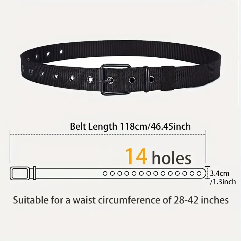 2pcs Men's casual canvas belt, golf belt, durable outdoor sports pants belt, jeans belt, suitable for daily leisure and sports