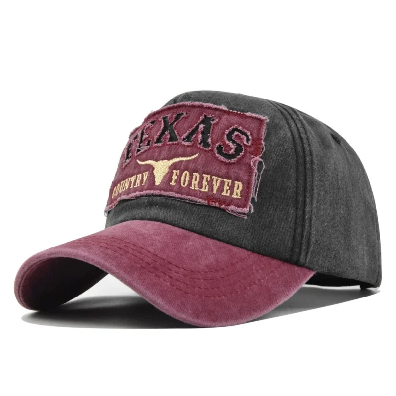 Hot Sale Unisex Washed Cotton Vintage Baseball Cap TEXAS Letter Embroidery Outdoor Sports Dad Hat For Men And Women