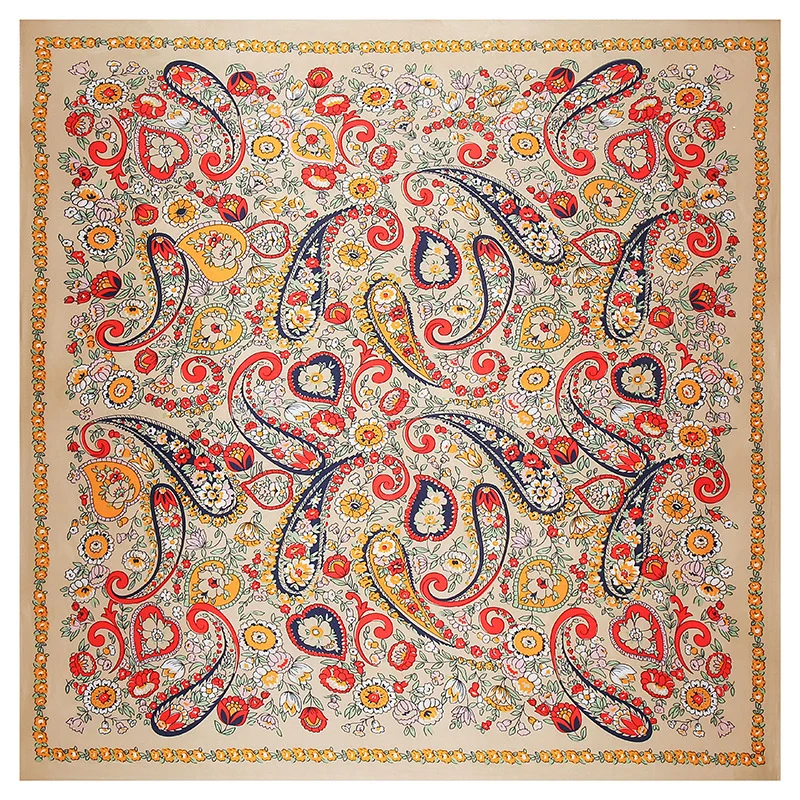 90*90cm Paisley Silk Square Scarf Luxury Women Satin Shawl Wrap Hijab Female Neck Hair Neckerchief Echarpe Bandana Bag Warp