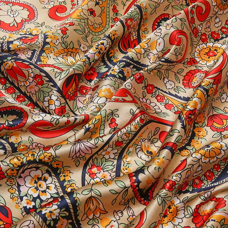 90*90cm Paisley Silk Square Scarf Luxury Women Satin Shawl Wrap Hijab Female Neck Hair Neckerchief Echarpe Bandana Bag Warp