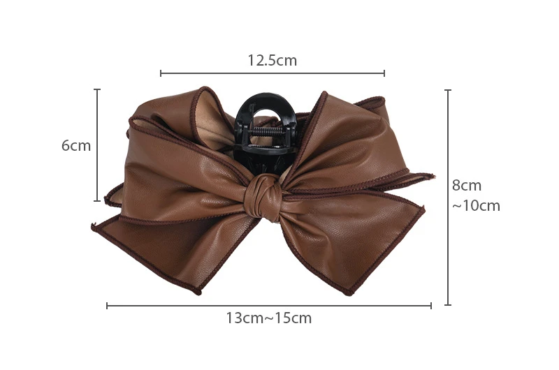 Vintage PU Bow Hair Claw Clips for Women Elegant Bowknot Hairpins Barrettes Hair Accessories Large Size Ponytail Hair Clips Crab