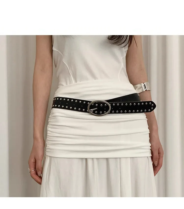 Bohemian Rivet Belt Women 2024 New High-End Design Niche With Dress Y2K Belt Trend