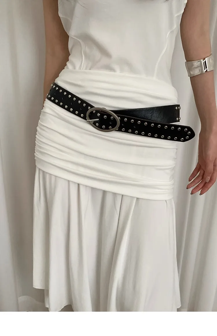 Bohemian Rivet Belt Women 2024 New High-End Design Niche With Dress Y2K Belt Trend