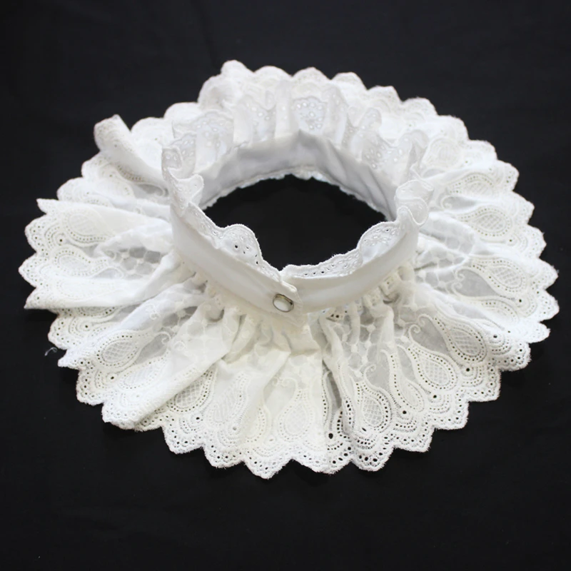 Elegant Hollow Embroidery High Collar Shawl Ruffled Fake Collar White Scarf Half Shirt Decorative Stand Collar