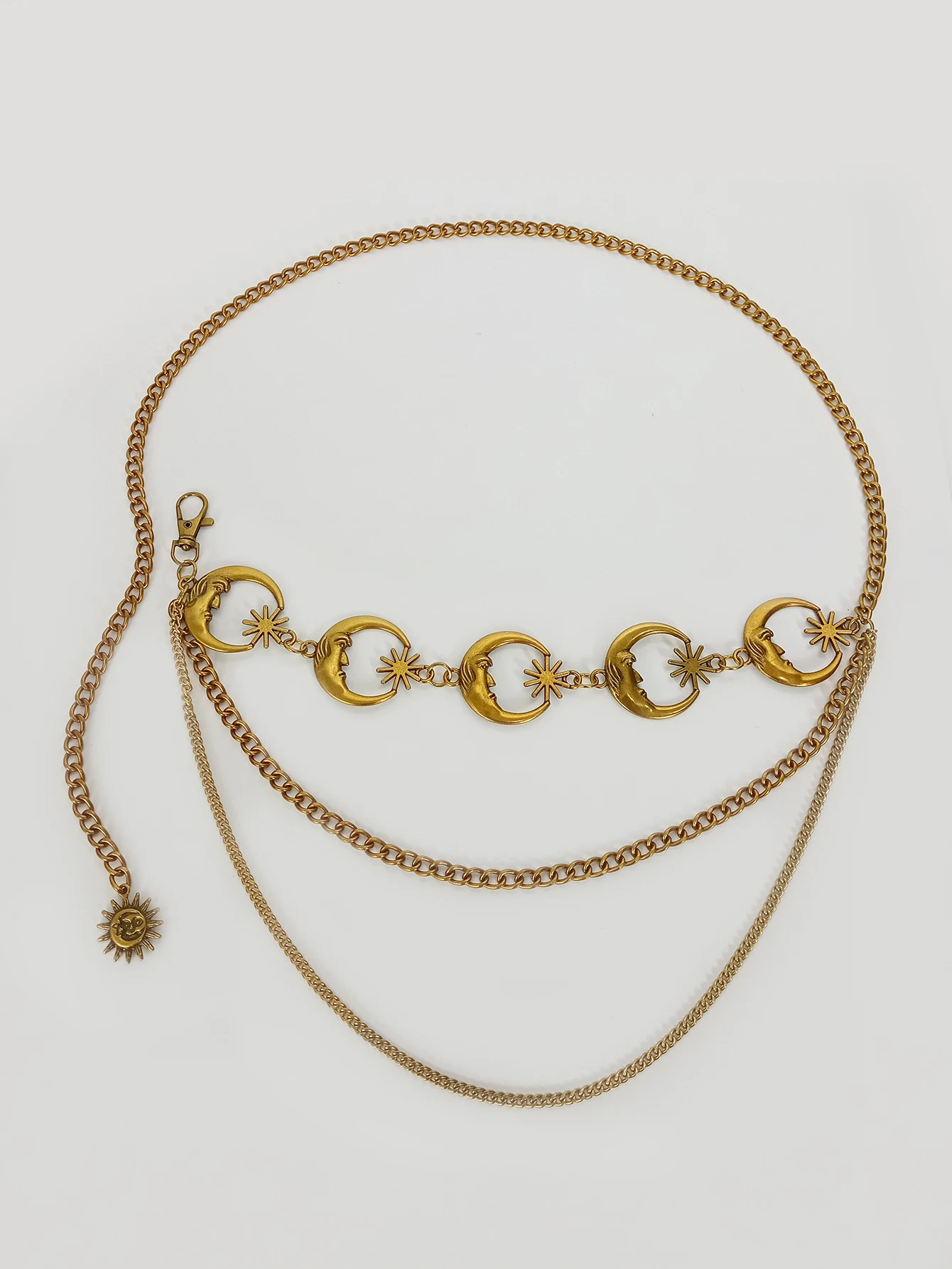 Fashion Golden Tassel Waist Chain Belt Female Bohemian Metal Punk Goth Moon Designer Belts for Women High Quality Dress Chains