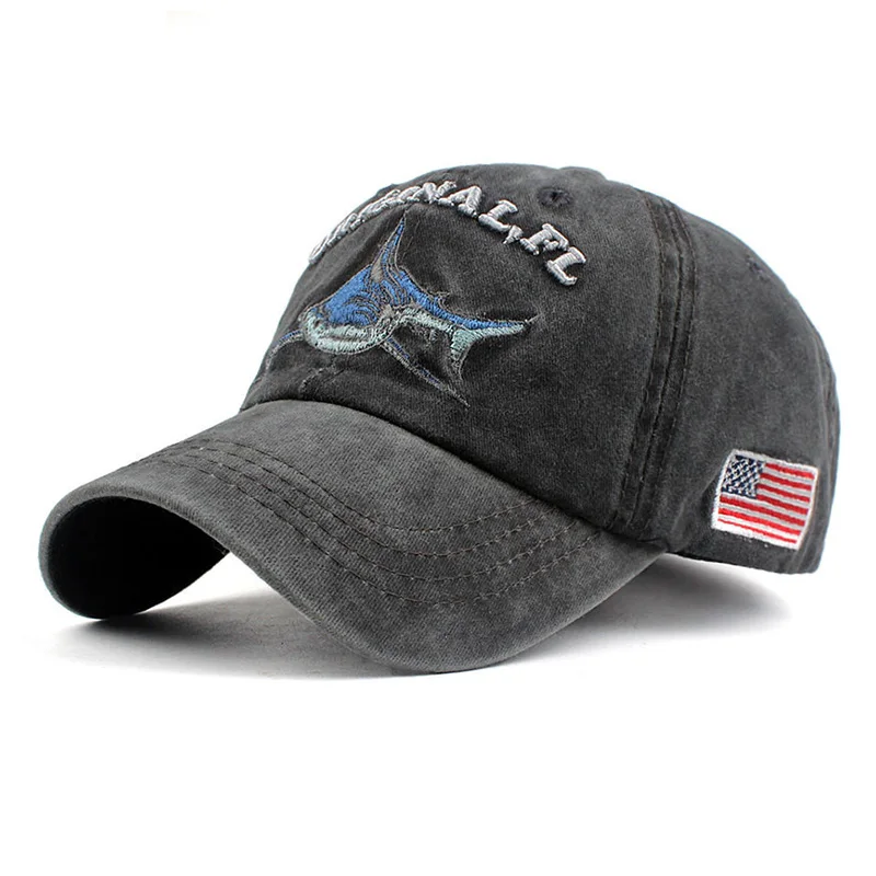 2025 New High Quality Wash Cotton America Flag Shark Men's Baseball Cap Women Snapback Hats For Men Bone Hip Hop Dad Hat Gorras