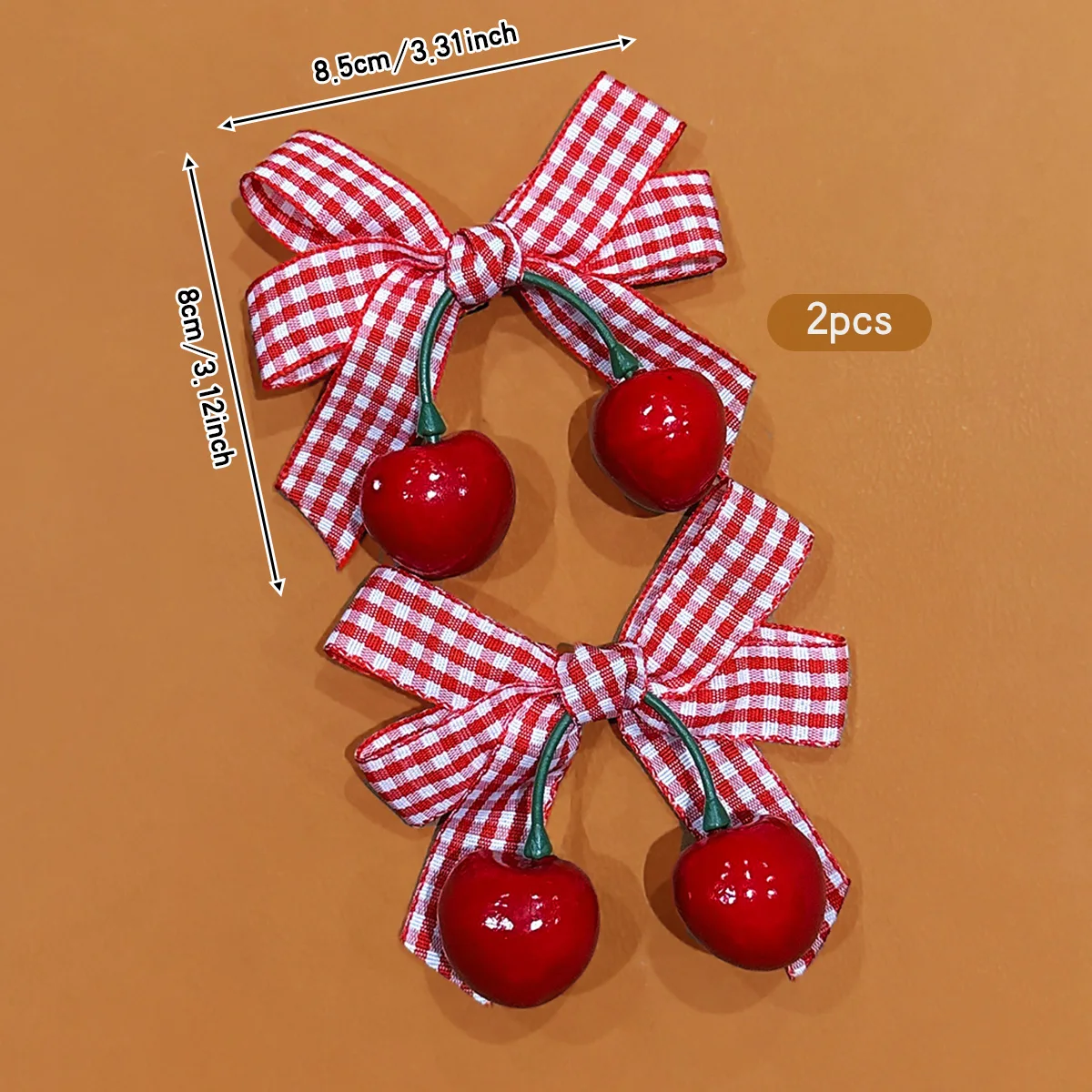 2 Korean version sweet cherry bow hair clips suitable for daily hair accessories