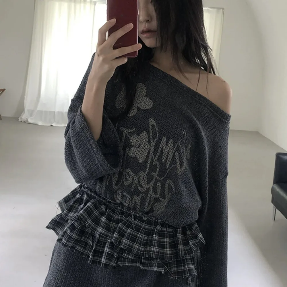 Hip-hop Layer Outfits Plaid Skirt Sweet Y2K Lace Up Hip Scarf Shirt Extender Korean Style Ruffled Edge Waistband Jeans Decor