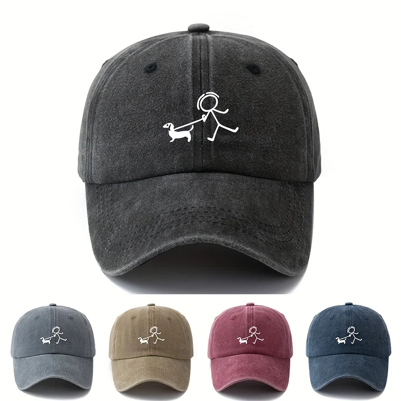 Dog fashion printed baseball cap, gift for dog lovers, simple and stylish design, outdoor travel equipment