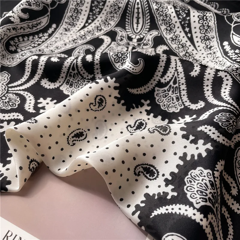 2025 New Paisley Print Square Scarf Soft Satin Silk-like Thin Neck Scarf Mature Style Bandana Sunscreen Headscarf For Women