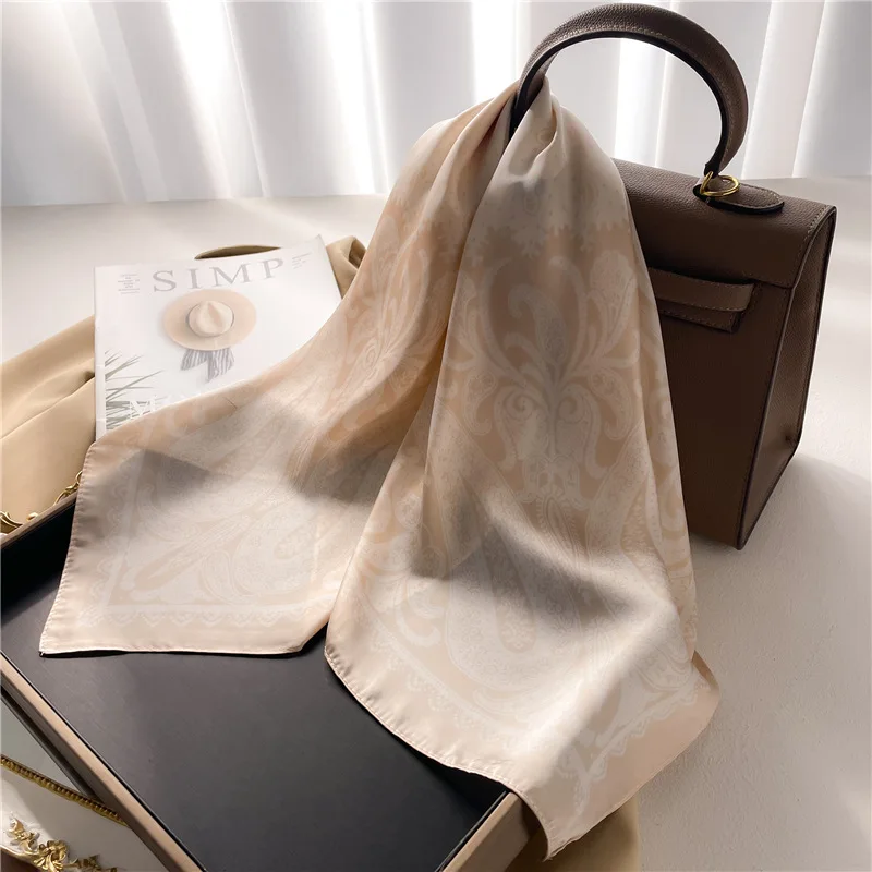 2025 New Paisley Print Square Scarf Soft Satin Silk-like Thin Neck Scarf Mature Style Bandana Sunscreen Headscarf For Women