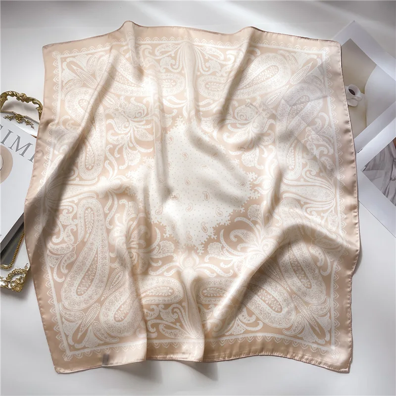 2025 New Paisley Print Square Scarf Soft Satin Silk-like Thin Neck Scarf Mature Style Bandana Sunscreen Headscarf For Women