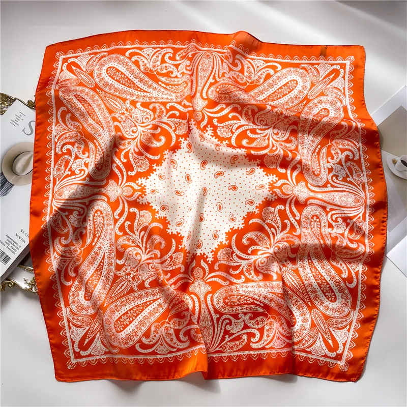 2025 New Paisley Print Square Scarf Soft Satin Silk-like Thin Neck Scarf Mature Style Bandana Sunscreen Headscarf For Women