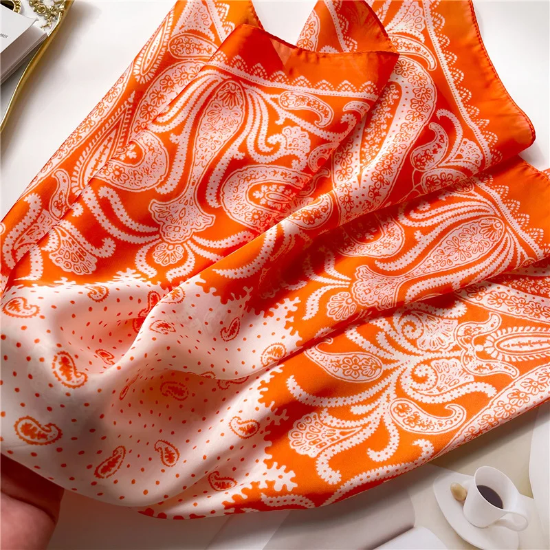 2025 New Paisley Print Square Scarf Soft Satin Silk-like Thin Neck Scarf Mature Style Bandana Sunscreen Headscarf For Women