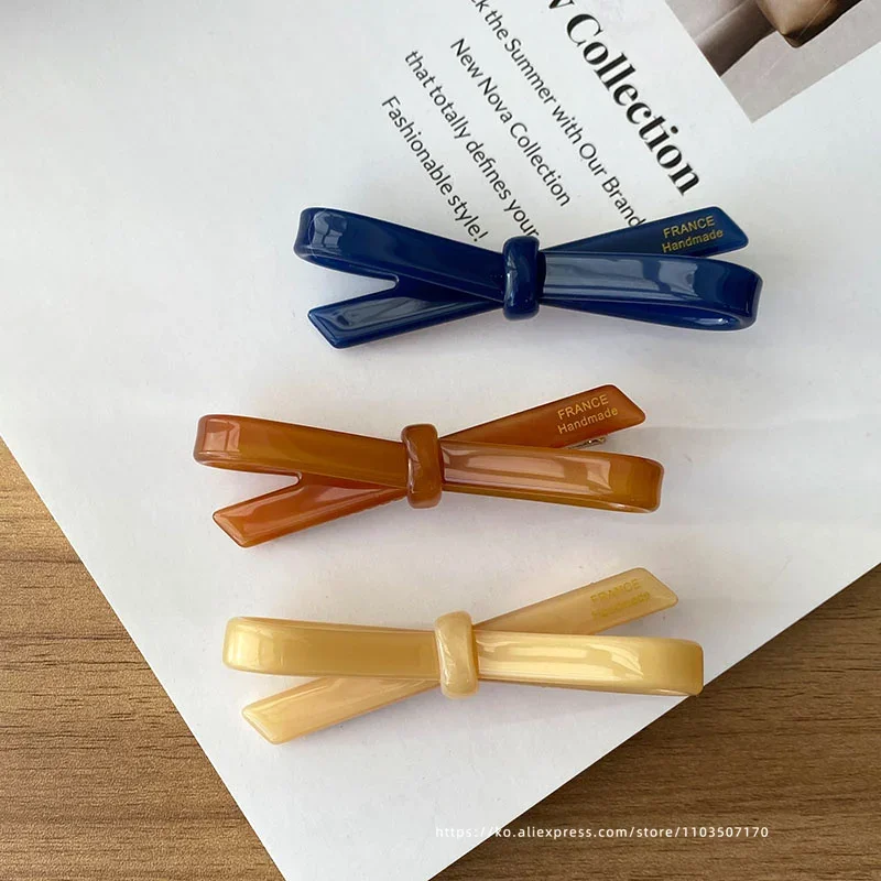 French Classic Bow~Korean France Jelly Color Bang Fragmented Hair Clip Top Clip Side Duck billed Clip