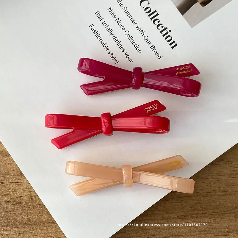 French Classic Bow~Korean France Jelly Color Bang Fragmented Hair Clip Top Clip Side Duck billed Clip