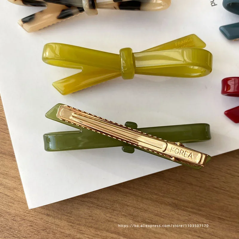 French Classic Bow~Korean France Jelly Color Bang Fragmented Hair Clip Top Clip Side Duck billed Clip