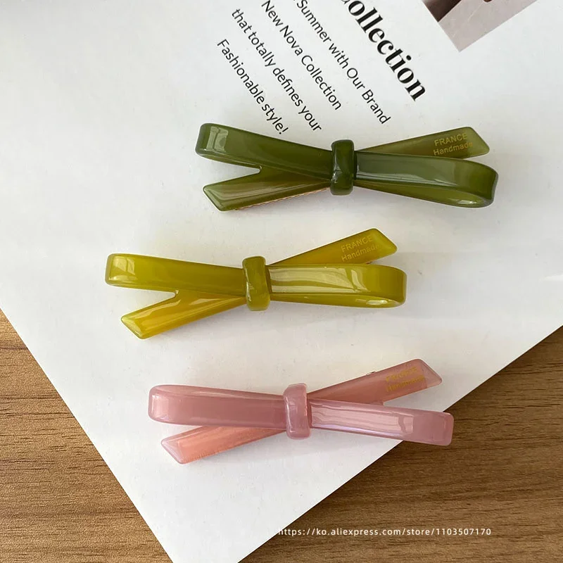 French Classic Bow~Korean France Jelly Color Bang Fragmented Hair Clip Top Clip Side Duck billed Clip