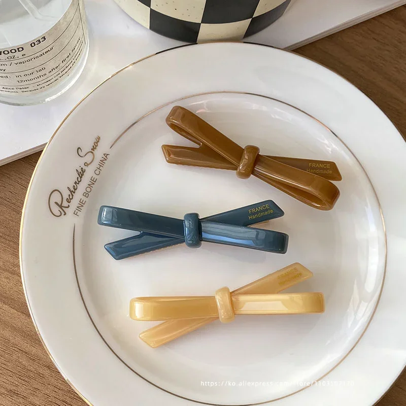 French Classic Bow~Korean France Jelly Color Bang Fragmented Hair Clip Top Clip Side Duck billed Clip