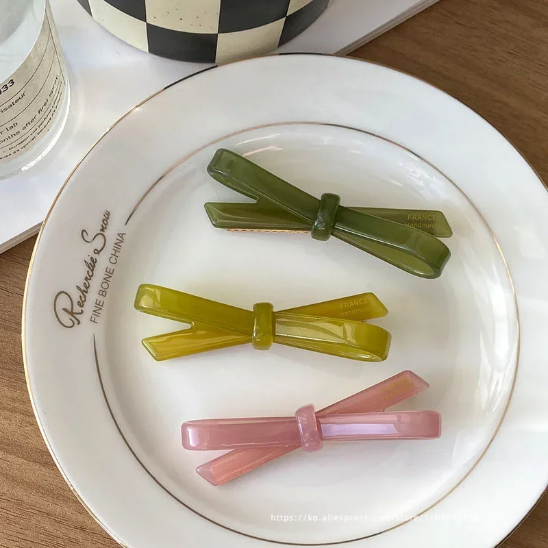 French Classic Bow~Korean France Jelly Color Bang Fragmented Hair Clip Top Clip Side Duck billed Clip