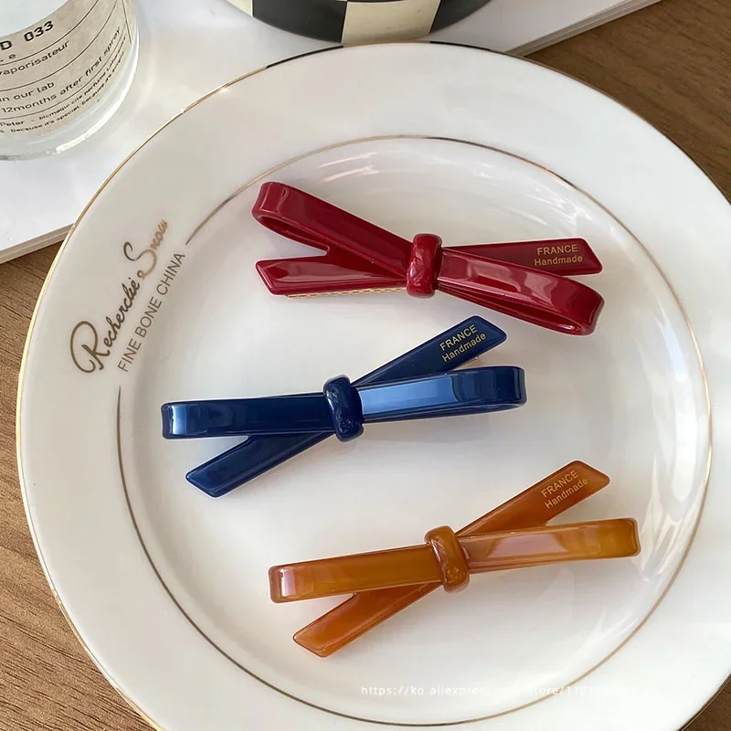 French Classic Bow~Korean France Jelly Color Bang Fragmented Hair Clip Top Clip Side Duck billed Clip