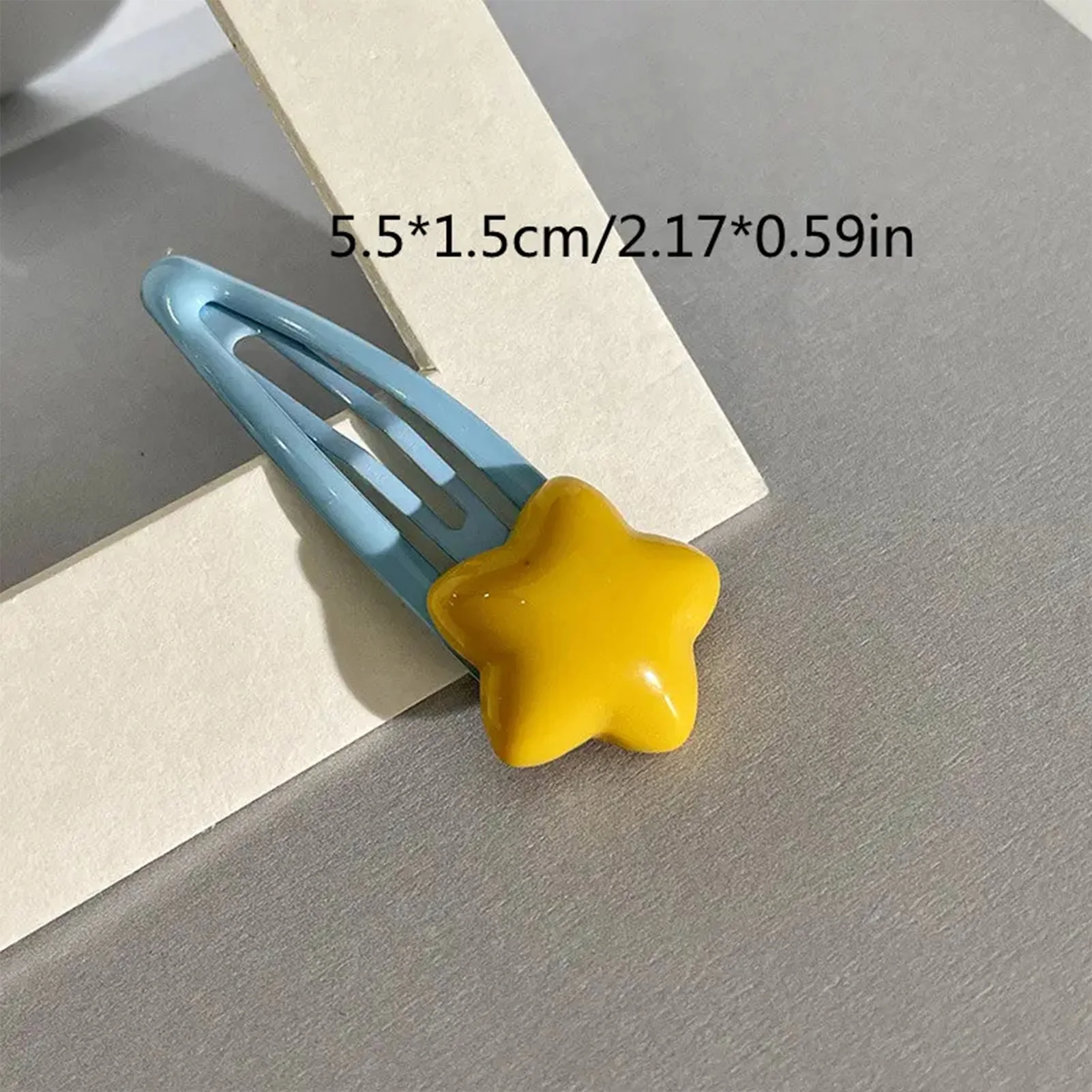 1/2/5 Pcs Y2K Hairpin Yellow Star Designs Bangs Side Clip Blue BB Barrettes Hair Snap Clips Summer Girls Hair Accessories