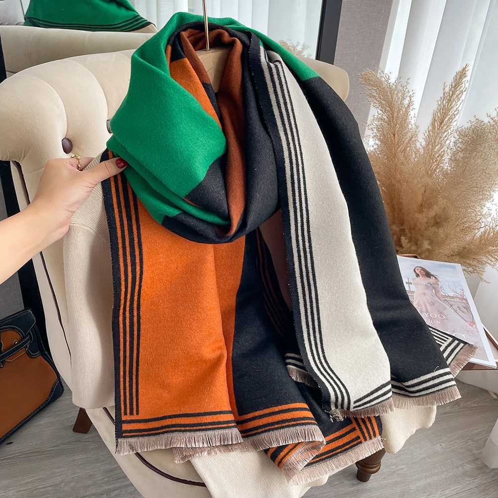 New Luxury Winter Scarf Women Cashmere Warm Pashmina Brand Foulard Female Shawls Wraps Thick Soft Bufanda Poncho Scarves Hijab