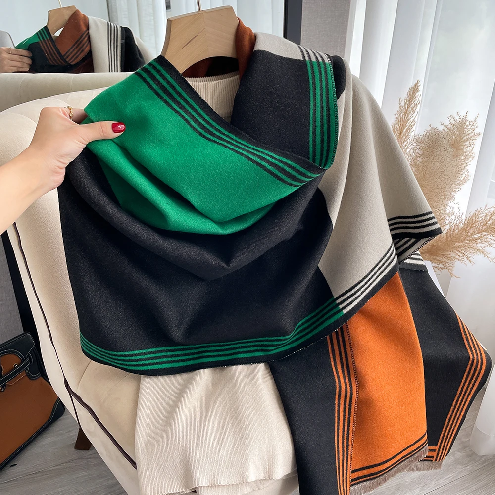 New Luxury Winter Scarf Women Cashmere Warm Pashmina Brand Foulard Female Shawls Wraps Thick Soft Bufanda Poncho Scarves Hijab