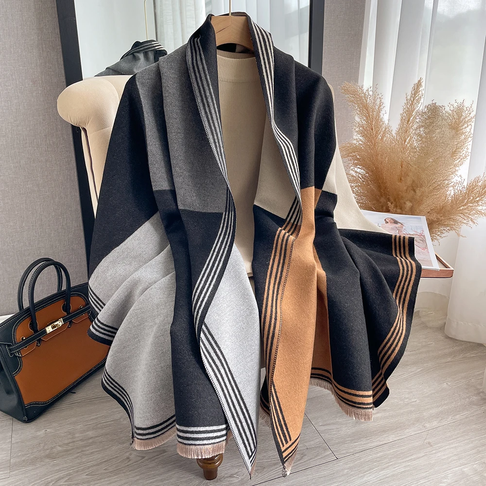 New Luxury Winter Scarf Women Cashmere Warm Pashmina Brand Foulard Female Shawls Wraps Thick Soft Bufanda Poncho Scarves Hijab