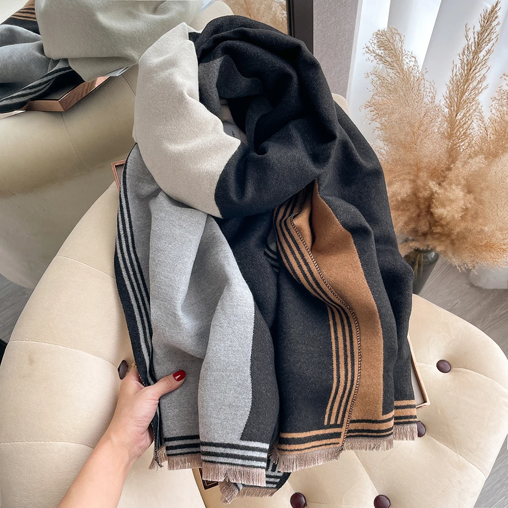 New Luxury Winter Scarf Women Cashmere Warm Pashmina Brand Foulard Female Shawls Wraps Thick Soft Bufanda Poncho Scarves Hijab