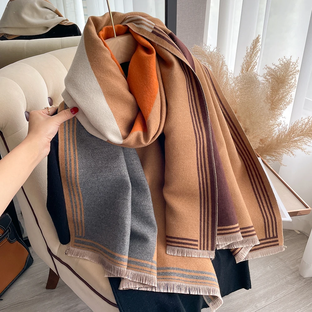 New Luxury Winter Scarf Women Cashmere Warm Pashmina Brand Foulard Female Shawls Wraps Thick Soft Bufanda Poncho Scarves Hijab
