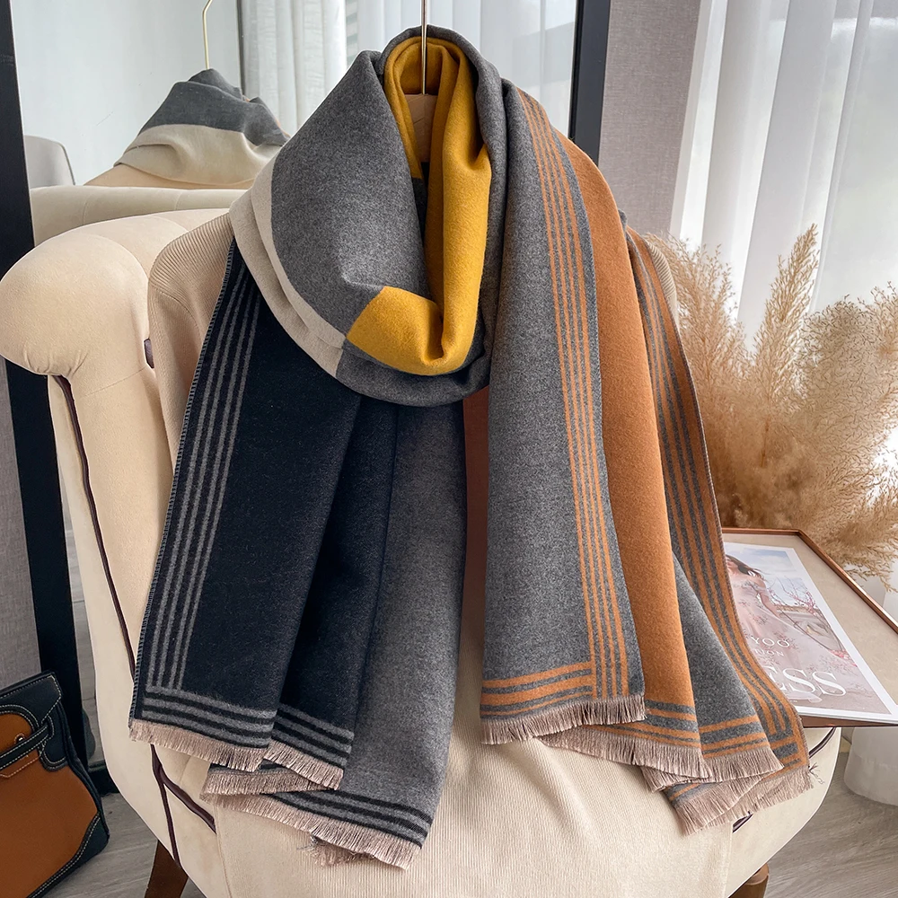 New Luxury Winter Scarf Women Cashmere Warm Pashmina Brand Foulard Female Shawls Wraps Thick Soft Bufanda Poncho Scarves Hijab
