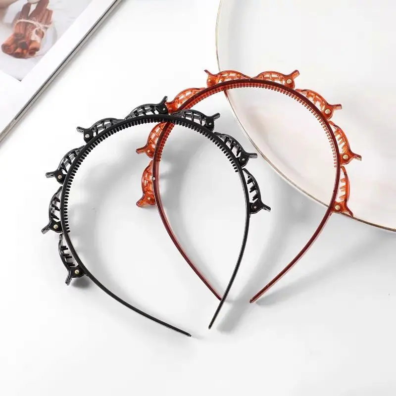 1/2 Pcs Woven Hairband Small Clip to Fix Bangs Multi-Layer Hollow Braided Hair Headband Hair Clip
