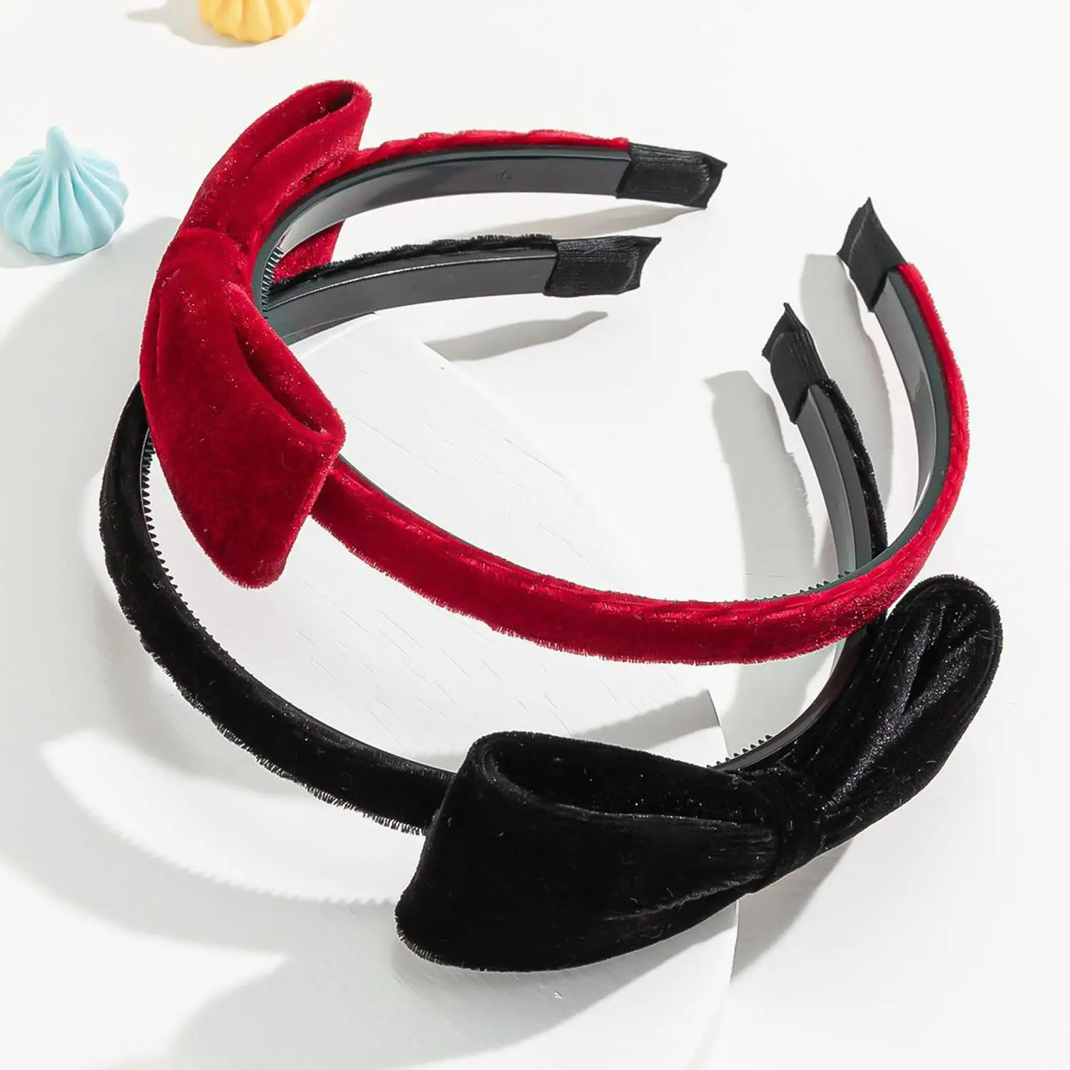 Elegant Velvet Bow Headband for Women Red Black Bowknot Hair Band Sweet Girls Hairband Party Hair Hoop Hair Accessories Headwear
