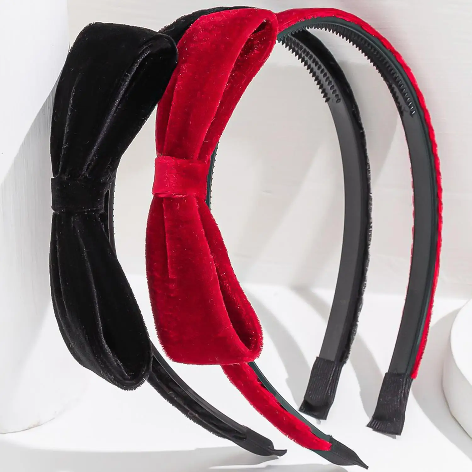 Elegant Velvet Bow Headband for Women Red Black Bowknot Hair Band Sweet Girls Hairband Party Hair Hoop Hair Accessories Headwear