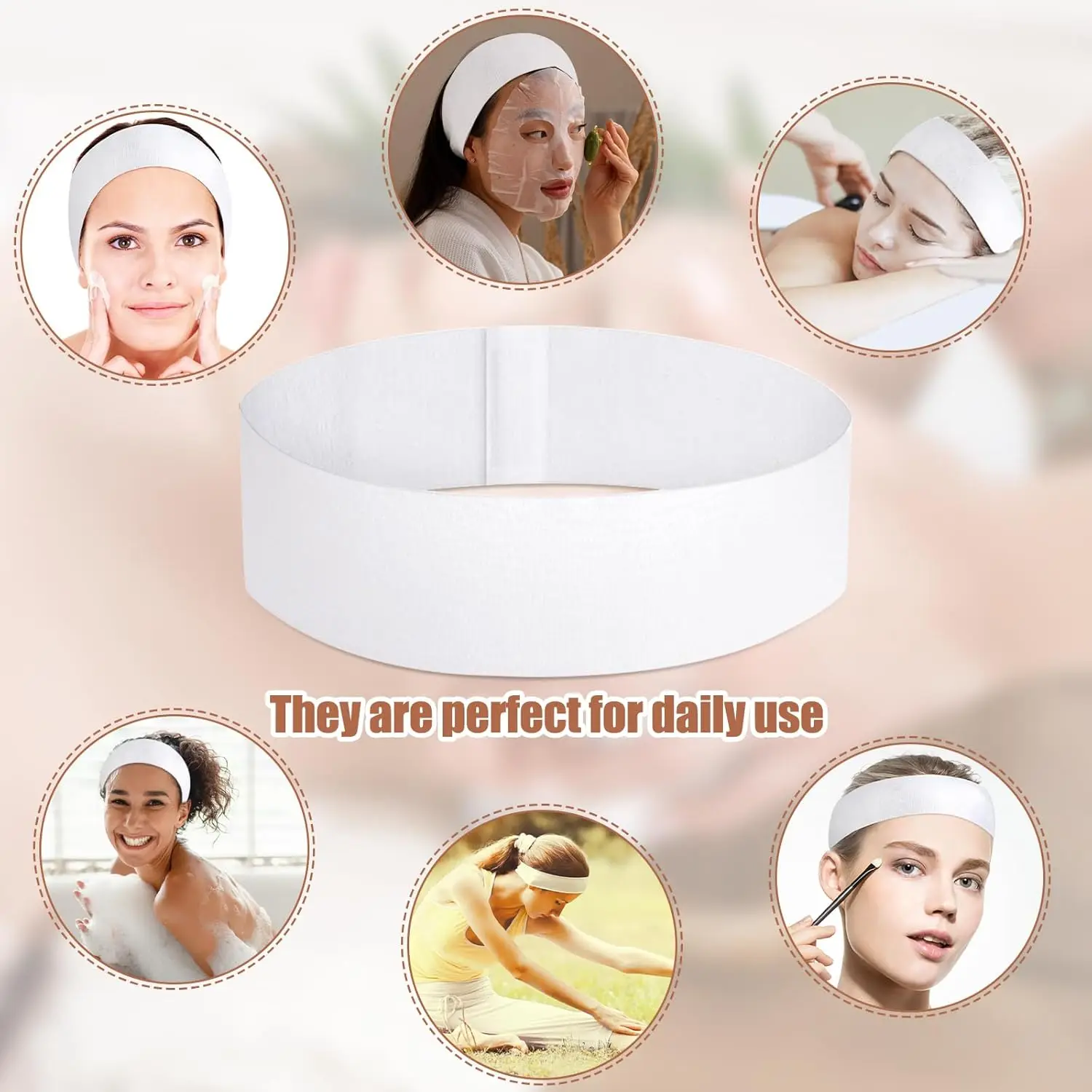 50 PCS Disposable Hairband for Women, Non-woven Fabric Spa Headband for Securing Hair during Facial Makeup Travel Spa Makeup
