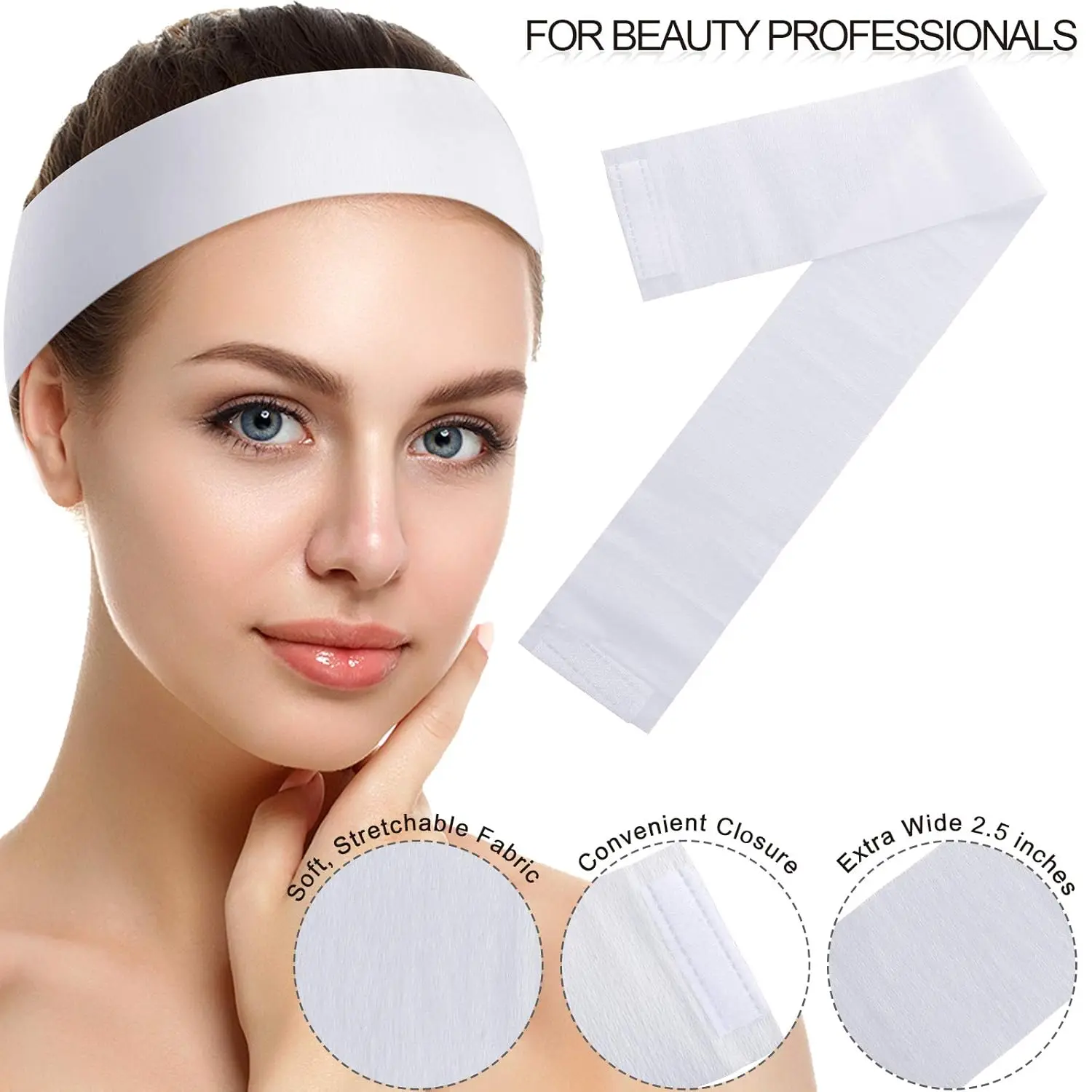 50 PCS Disposable Hairband for Women, Non-woven Fabric Spa Headband for Securing Hair during Facial Makeup Travel Spa Makeup